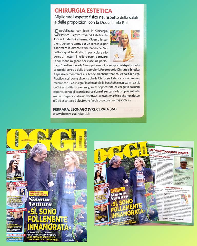 Articolo rivista OGGI - 24 gennaio 2019: CHIRURGIA ESTETICA DELL'ASPETTO FISICO